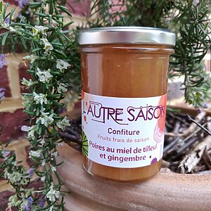 Confiture artisanale Extra de poires au miel de tilleul et gingembre