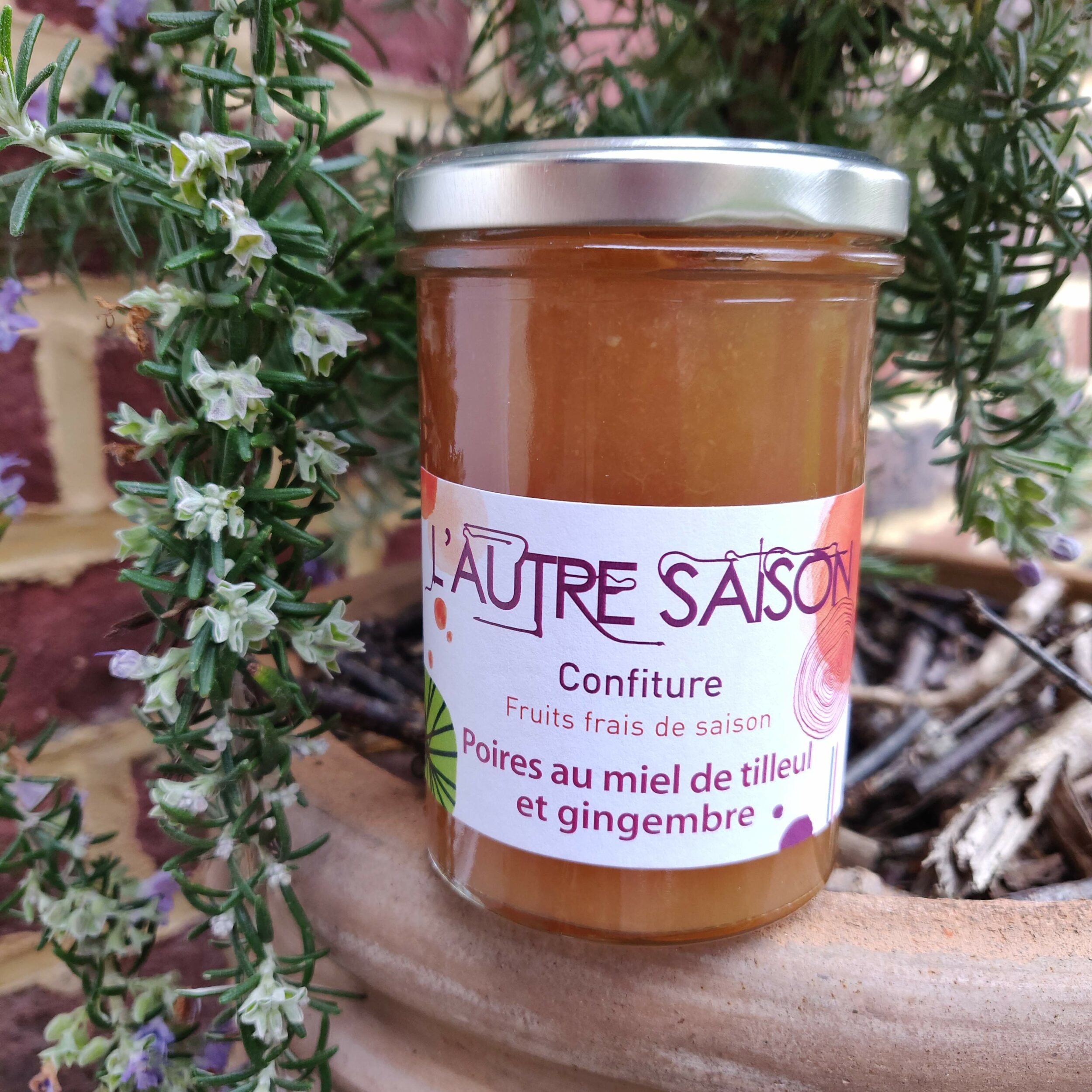 Confiture artisanale Extra de poires au miel de tilleul et gingembre
