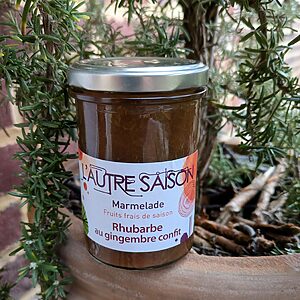 Confiture artisanale Extra de rhubarbe au gingembre confit