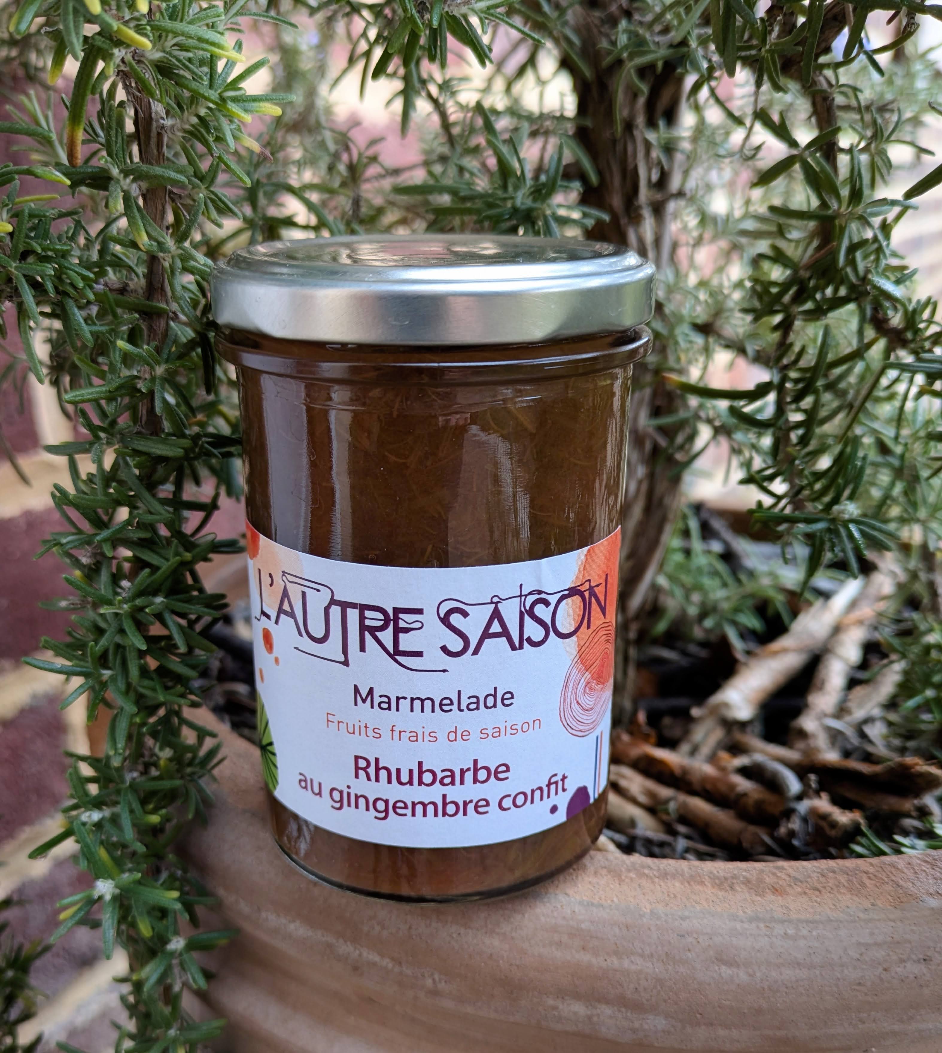 Confiture artisanale Extra de rhubarbe au gingembre confit